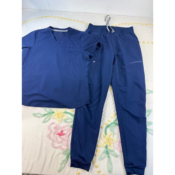 Fabletics Other - Fabletics Navy Blue Scrub Set V-Neck Top and Jogger Pants Large Tall L/T